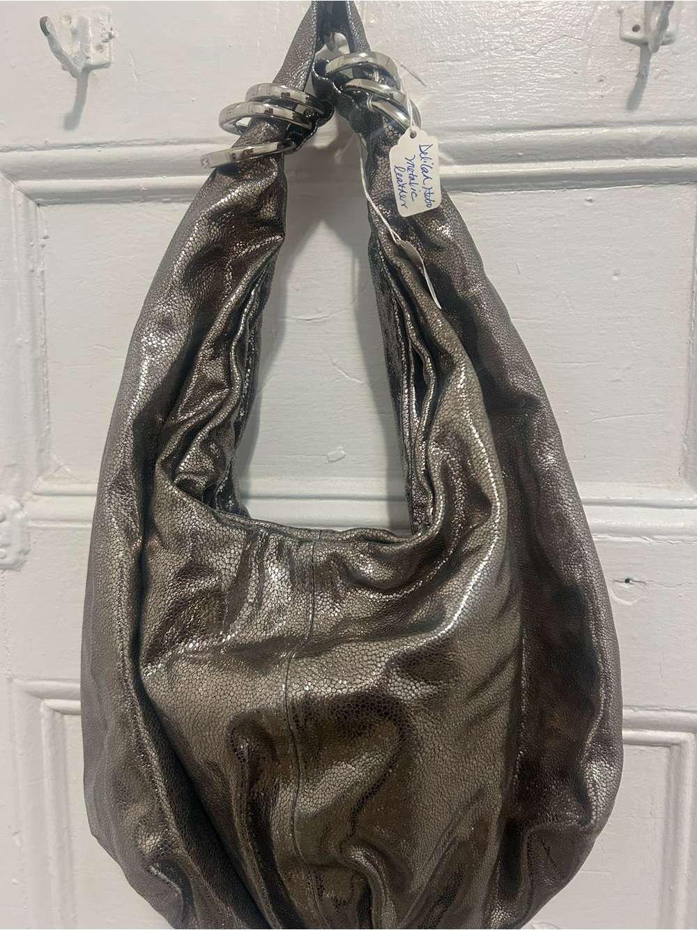 Elie Tahari Metallic Pewter Hobo Bag - Picture 3 of 10